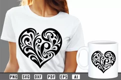 Floral Heart SVG Cut File, Wedding SVG, Love SVG Design Product Image 2