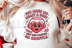 Cute Heart Wearing Headphones And Love Quotes On White Product Image 2