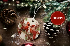 Christmas Round Ornament 3D , Cardinals Ornament Sublimation Product Image 2