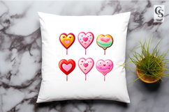 Cute Candy Heart Set Illustration Clipart Sublimation PNG Product Image 2