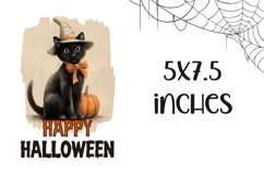 Happy Halloween Kitchen Towel, Black Cat Towel Template Product Image 2