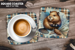 Woodland Animals Square Coaster PNG Bundle, Forest Animals Product Image 3