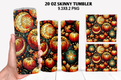 Pumpkins Skinny Tumbler 20oz Wrap Design, Halloween Tumbler Product Image 1