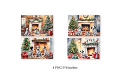 Watercolor cards with Dalmatians for Christmas. Puppies Product Image 2
