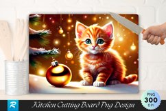 Ginger Kitten with Christmas Bauble Cutting Board PNG Product Image 1