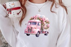 Pink Christmas Car clipart Sublimation, Christmas clipart Product Image 2