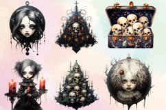 Watercolor Gothic Christmas Clipart Sublimation Product Image 3