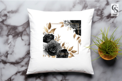 Black Gold Floral Frame Clipart Sublimation PNG Product Image 3