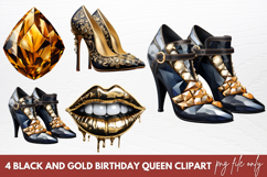 Black And Gold Birthday Queen Clipart Product Image 1