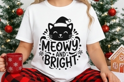 Meowy And Bright Svg, Funny Cat Christmas Svg, Cat Lover Svg Product Image 3
