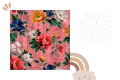 Pink Pillow Print, Vintage Flowers Pillow Template Product Image 2