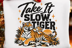 Easy Tiger Retro Quote PNG, Tiger Mom and Cub Vintage PNG, T Product Image 2