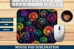 Neon Dandelions Pattern Mouse Pad | Mouse Pad Sublimation Product Image 1