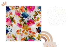 White Pillow Case Print, Vintage Flowers Pillow Design Product Image 2