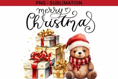 Christmas Scene Bear with Gifts Sublimation PNG Designs Product Image 2
