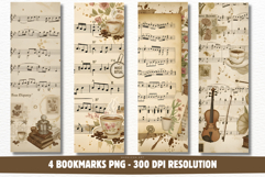 Ephemera Music Sheets Bookmarks Png Product Image 1