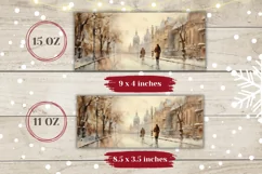 Watercolor Christmas City Mug, Coffee Christmas Mug Wrap Product Image 2
