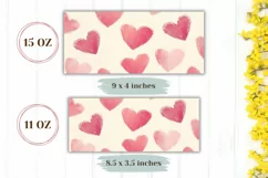 Pink Love Hearts Mug Template, Watercolor Love Mug Design Product Image 2