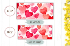 Watercolor Love Hearts Coffee Mug Wrap, Love Mug Template Product Image 2