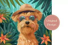 Tropical Tumbler Wrap, Funny Dog With Sunglasses Tumbler Product Image 2