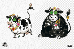 Whimsical Summer Cow Png Clipart Product Image 1