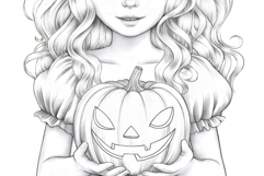 Halloween coloring page for adults. Coloring book witch Product Image 4
