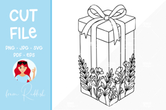 Floral Birthday Gift Line Art Cut File Product Image 1