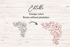Hand Drawn Peonies Floral Corner SVG Product Image 2