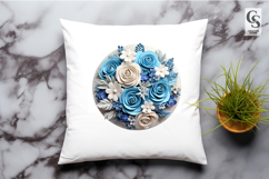 Blue Rose Flower Wreath Clipart Sublimation PNG Product Image 3