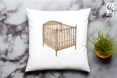 Vintage Baby Crib Clipart Sublimation PNG Product Image 2