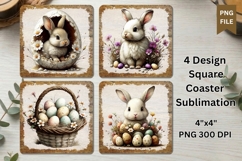 Easter Bunny Coaster Sublimation PNG Product Image 2