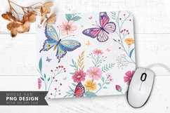 Butterfly and Flower Pattern Mouse Pad PNG Design Product Image 1