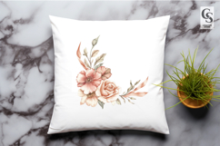 Watercolor Blush Floral Corner Clipart Sublimation PNG Product Image 2