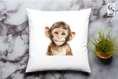 Cute Watercolor Baby Monkey Clipart Sublimation PNG Product Image 3