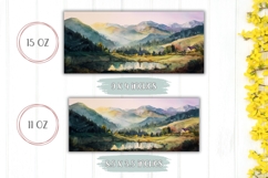 Watercolor Landscape Mug Wrap Design, Lake Mug Template Product Image 2