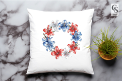 Patriotic Floral Wreath Clipart Sublimation PNG Product Image 2
