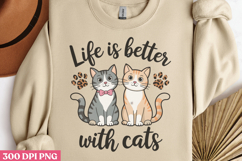 Life Is Better With Cats PNG, Cat Mom Sublimation PNG Product Image 3
