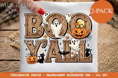 Boo Yall PNG, Rustic Wood Ghost Halloween Sublimation Design Product Image 1