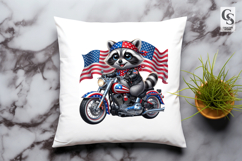 Patriotic Raccoon Biker Clipart PNG Product Image 2