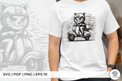 Cool Cat Rider on Classic Motorcycle Product Image 2