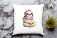 Cute Sloth Watercolor Clipart Sublimation PNG Product Image 3