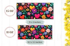 Cartoon Flowers Mug Wrap Design, Floral Mug Sublimation Product Image 2