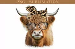 Cow With Glasses Png Farm Sublimation Product Image 1