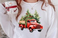 Christmas Cars Watercolor clipart, Christmas Cars Clipart Product Image 2