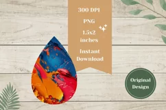 Art Paint Teardrop Earrings PNG, Yellow Earrings Template Product Image 2