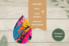 Art Paint Teardrop Earrings PNG, Neon Pink Earrings Template Product Image 2