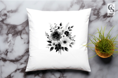 Black White Floral Oval Frame Clipart Sublimation PNG Product Image 3