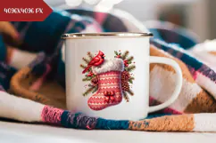 Christmas Sock Illustration, Cartoon Christmas Bird PNG Product Image 2