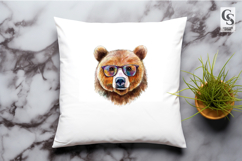 Cute Bear With Glasses Watercolor Clipart Sublimation PNG Product Image 2