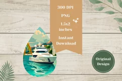 Summer Sea Teardrop Earrings Sublimation, Yacht Earrings PNG Product Image 2